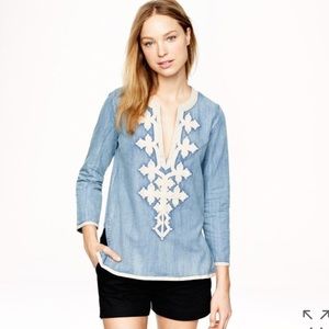 J. Crew Chambray Embroidered Tunic
